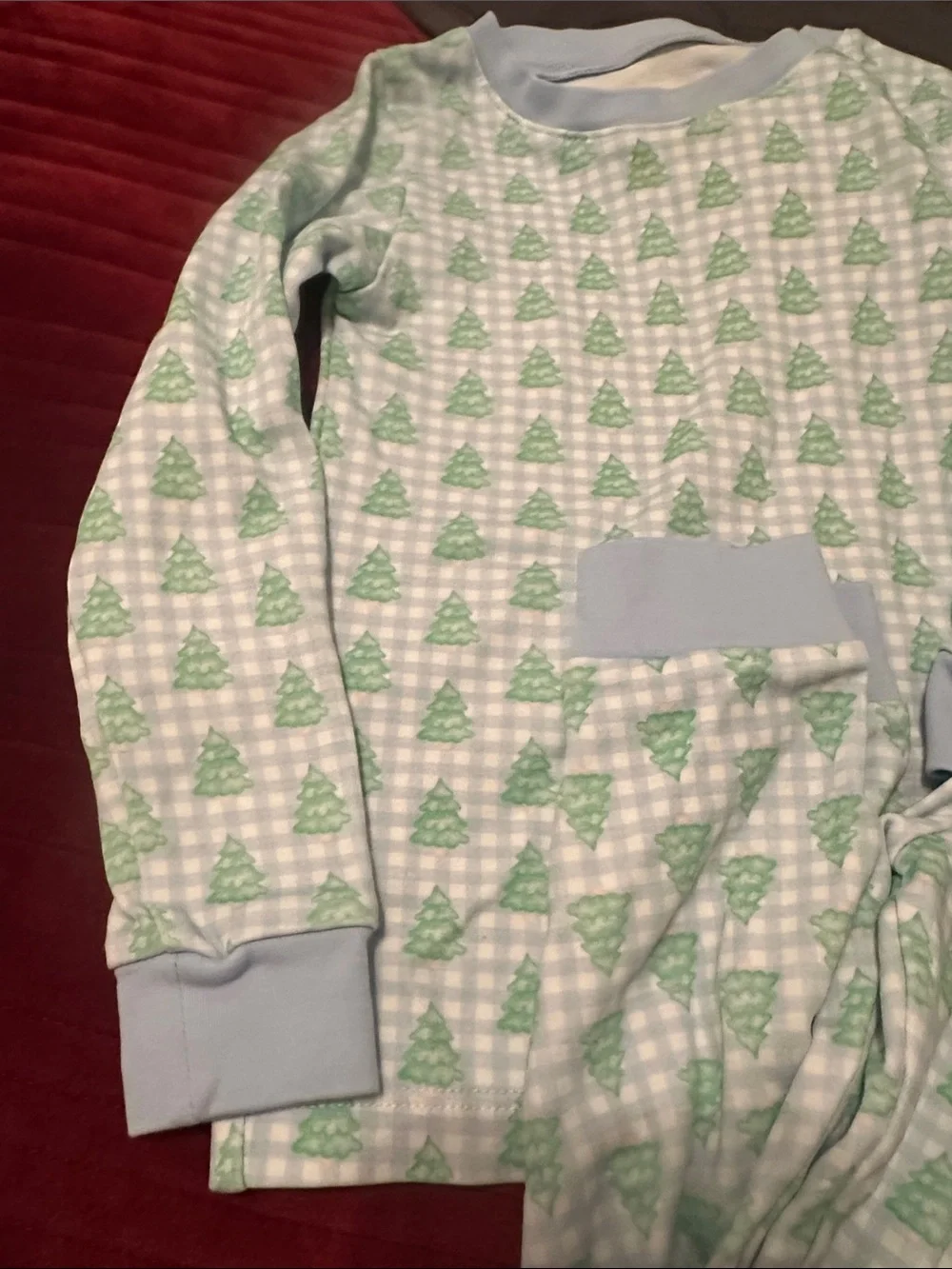 James and Lottie Kids Light Blue and Green Tree Print Pajama Set 4t